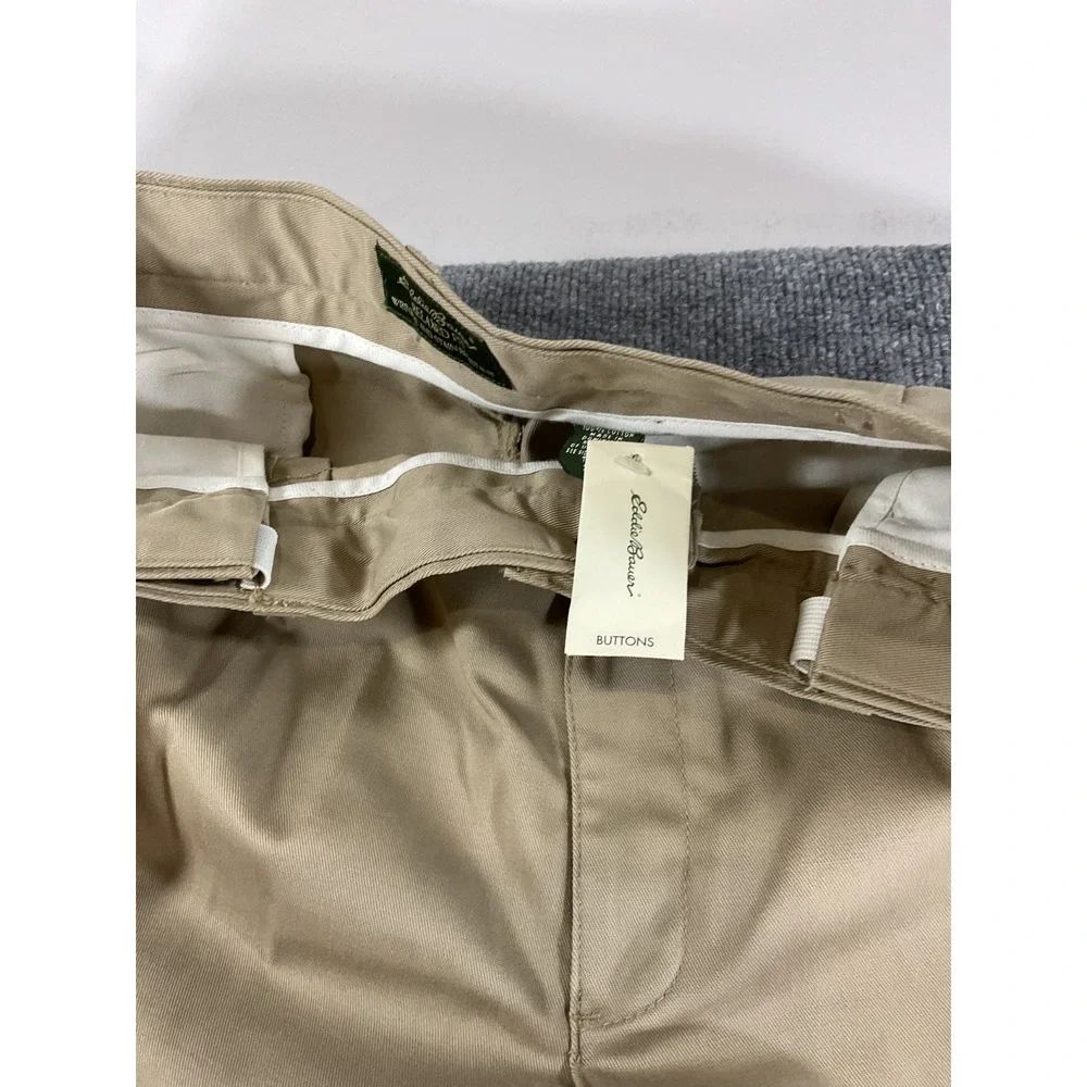 Eddie Bauer Pants Mens 36T Tall Relaxed Fit Khaki Wrinkle Stain Resistant Work N